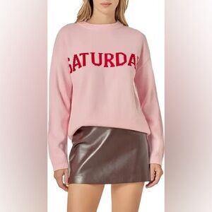 English Factory Weekday Motif Sweater in Can Pink